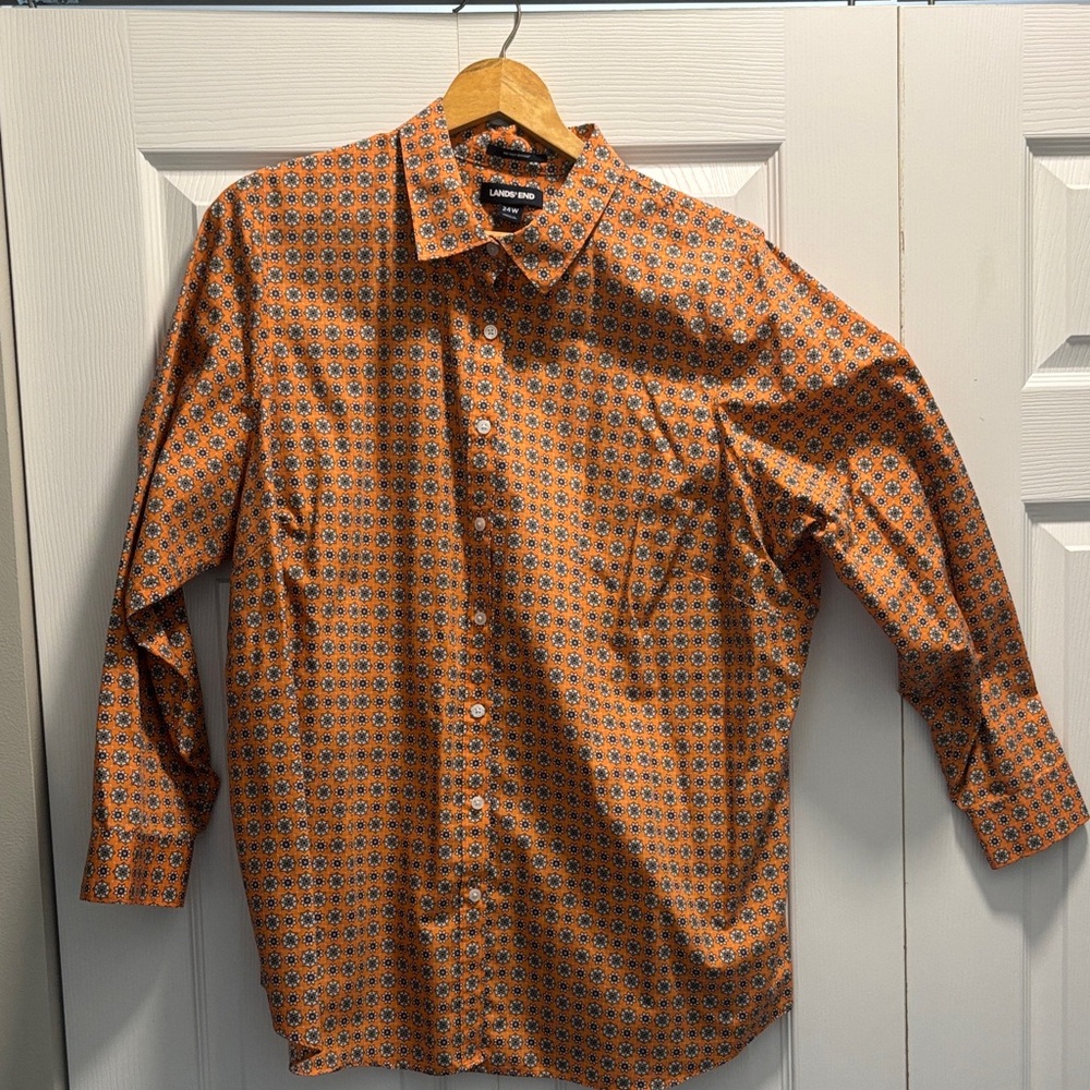 Lands' End Orange Geometric Women's Blouse